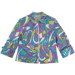 Joseph Ribkoff Multicolor Retro Swirl Zip Jacket